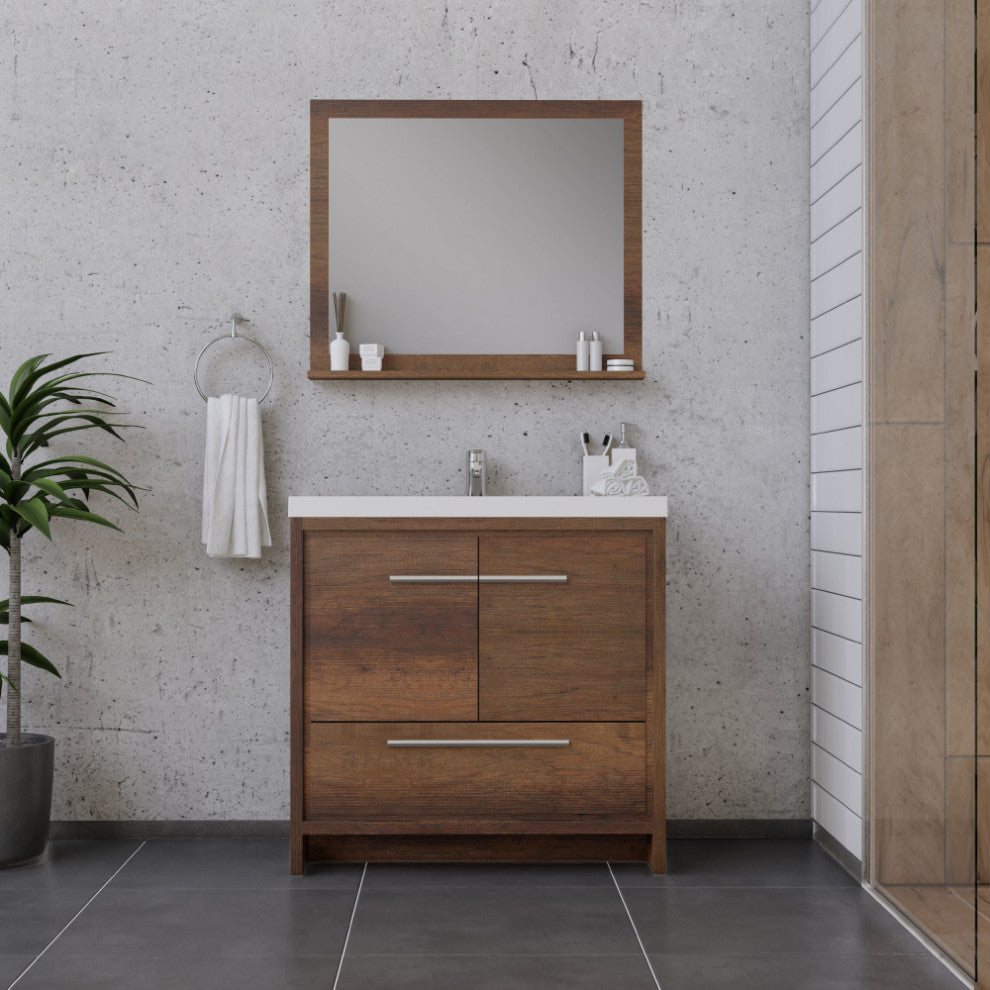 Sortino 36" Bathroom Vanity With Sink, Rosewood