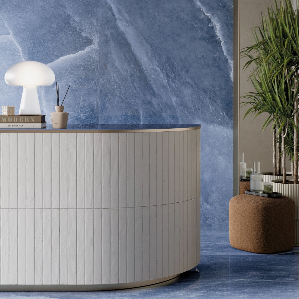 Phoenix Aquamarine Porcelain Floor and Wall Tile, White