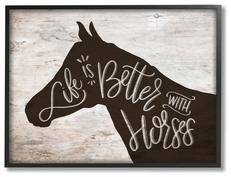 Better With Horses Wood Texture Farm Animal Design, 11"x14"