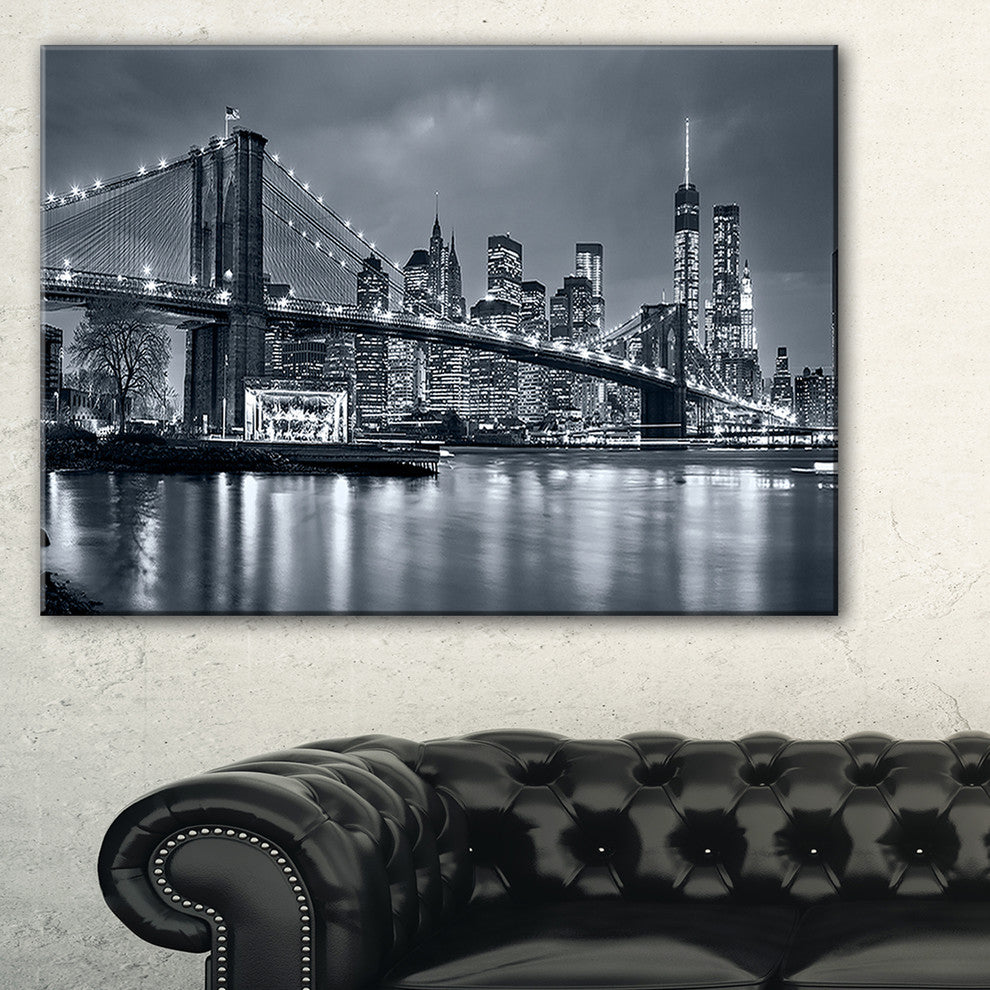 "Panorama New York City at Night" Canvas Print