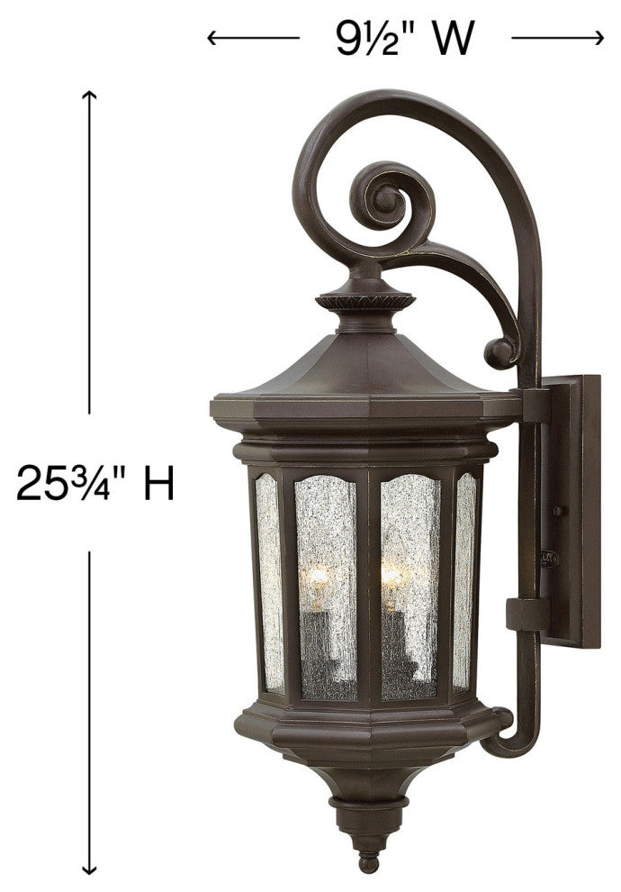 Hinkley Raley Large Wall Mount Lantern, Oil Rubbed Bronze
