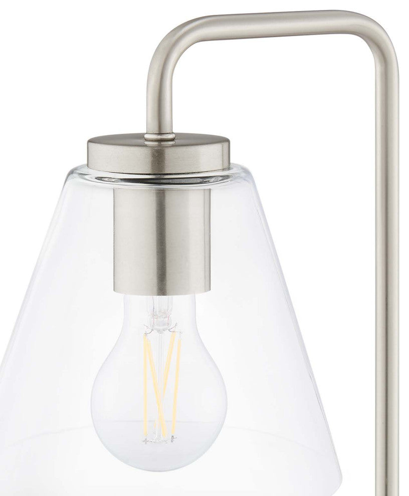 Table Lamp, Silver, Glass, Modern, Mid Century Kitchen Cafe Bistro Hospitality