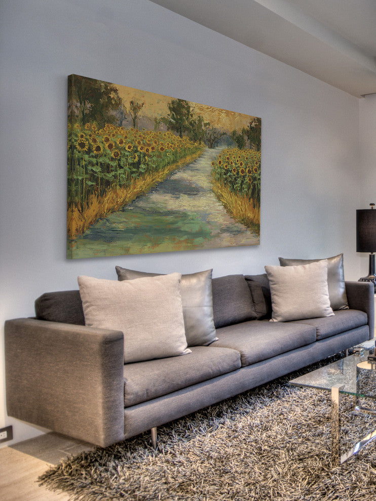 Marmont Hill, "Sunflower Views" by Julie Joy Painting on Wrapped Canvas, 18x12