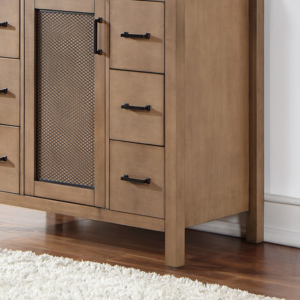 Hadiya Brown Pine Bathroom Vanity Set, 42", Without Mirror