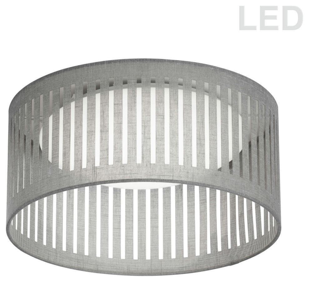 LED Flush Mount, Slit Drum Shade, Grey
