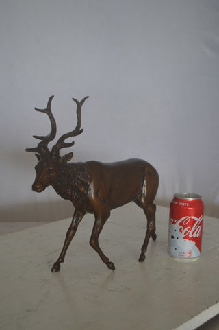 Running Deer Bronze Statue -  Size: 15"L x 4"W x 13"H.