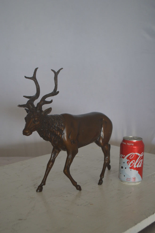 Running Deer Bronze Statue -  Size: 15"L x 4"W x 13"H.