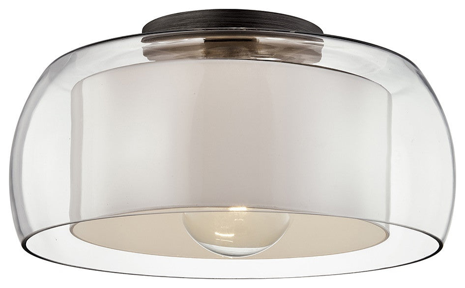 Candace 1 Light 18" Flushmount - Graphite Finish - Clear Glass