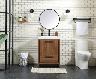 Walker Walnut Brown-Light Bathroom Vanity, Walnut Brown, 24"