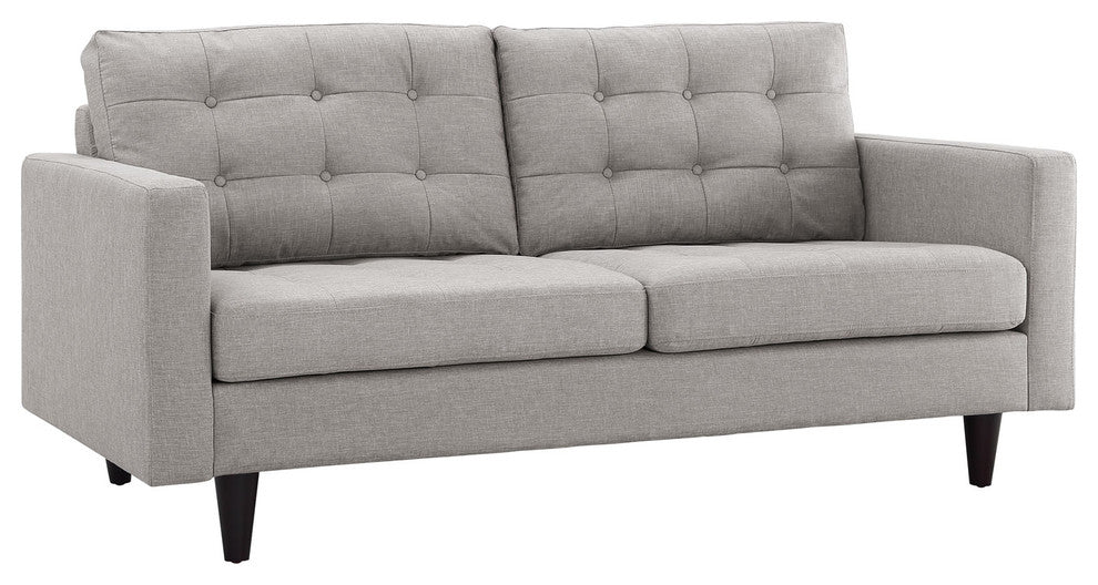 Modern Contemporary Loveseat, Grey Fabric