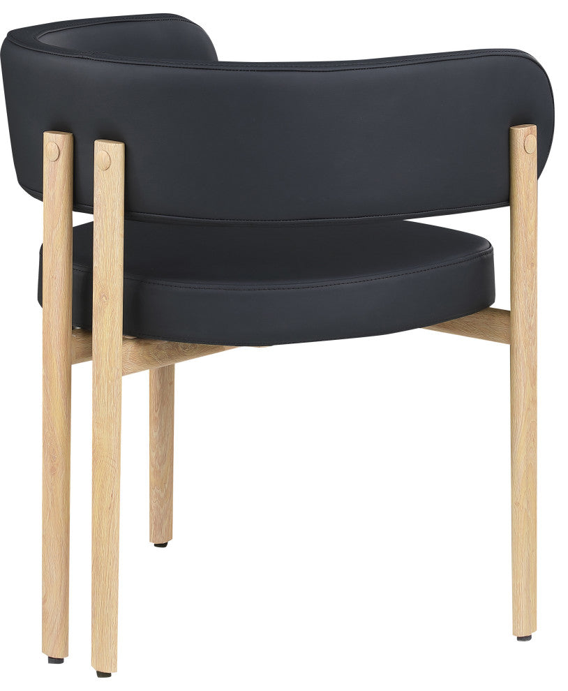 Gideon Black Faux Leather Dining Chair (Set of 2), Black, Natural Finish