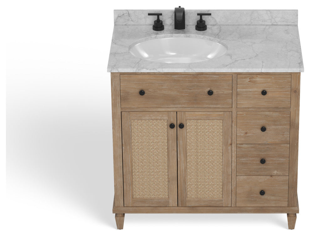 The Wailea Bathroom Vanity, Weathered Fir, 36", Single Sink, Freestanding