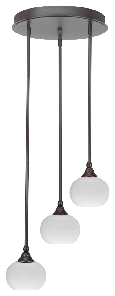Empire 3-Light Cluster Pendalier, Dark Granite/White Muslin