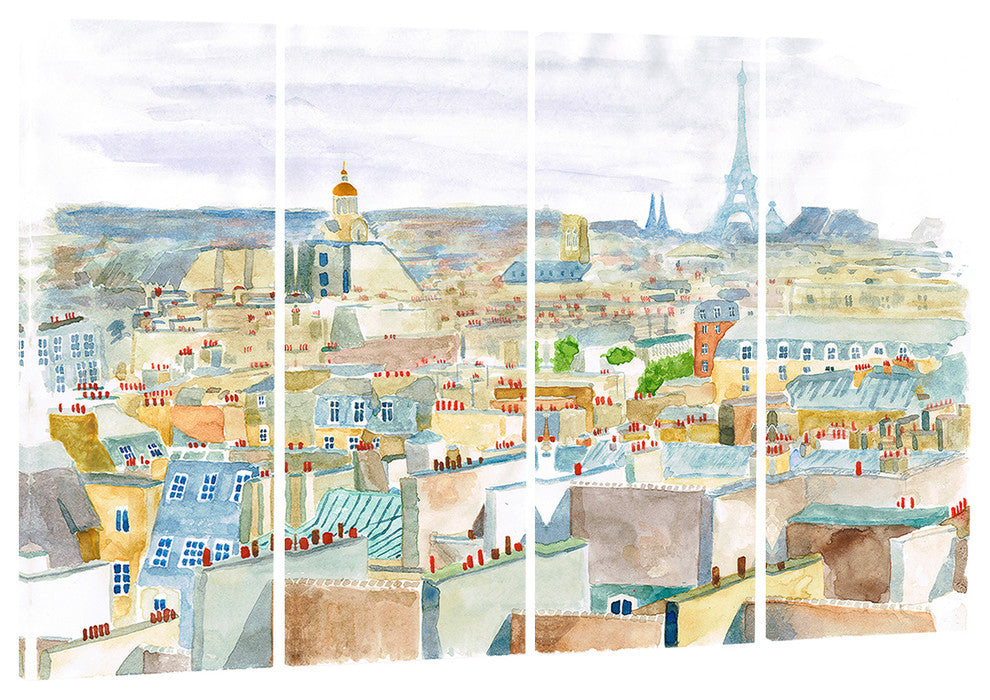 "City of Paris" Canvas Print, 4 Panels, 48"x28"