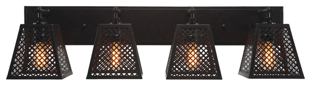 Corbello 4-Light Bath Bar, 7" Espresso Shades and Amber Antique LED Bulbs