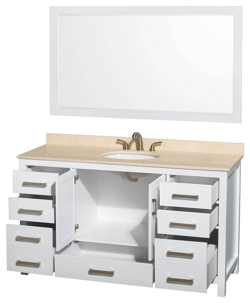 Wyndham WCS141460SWHIVUNOM58 White 60 Inch Single Vanity with Mirror