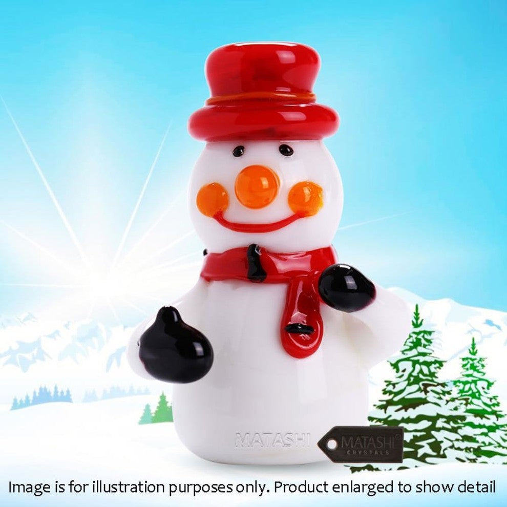 Murano Christmas Winter Decorative Glass Snowman Figurine , Red