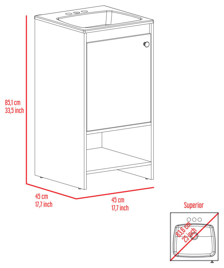 Chariot Free Standing Vanity Cabinet with Open shelf, White