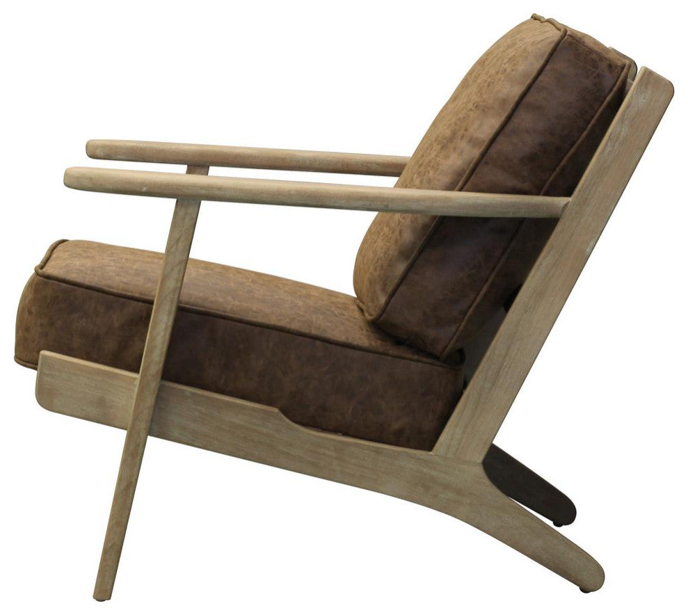 Albert PU Leather Accent Chair - Nubuck Chocolate Brown