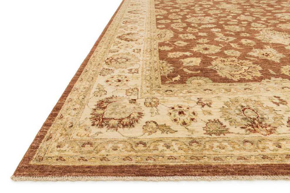 Hand Knotted Vegetable Dyed Wool Majestic Area Rug, Rust/Ivory, 2'6"x24'