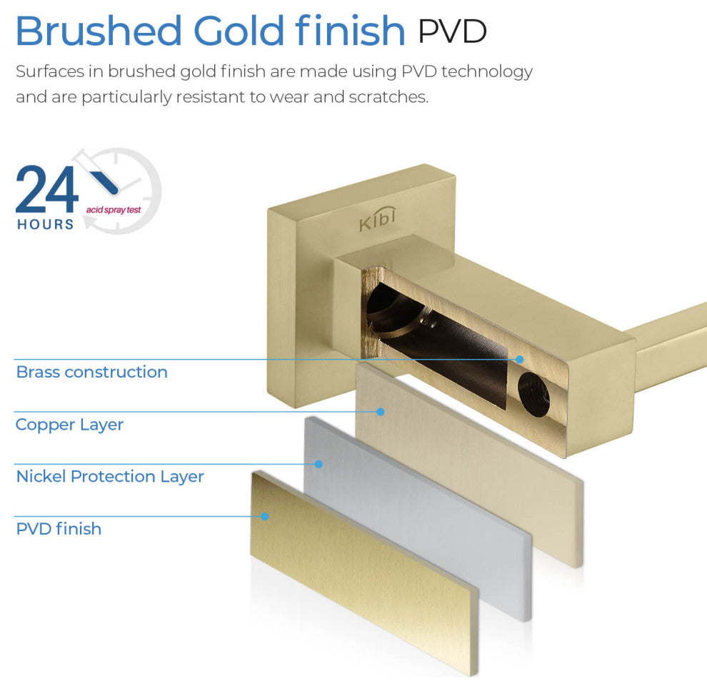 Cube 24" Bathroom Towel Bar KBA1504, Brushed Gold