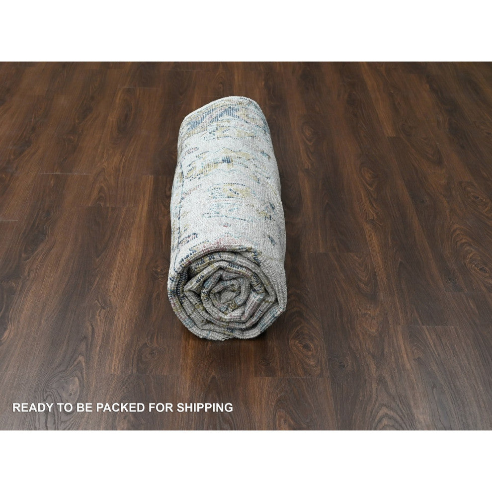 Ivory Hand Knotted Wool Natural Dyes Mahal Design Oriental Rug, 7'10"x9'10"