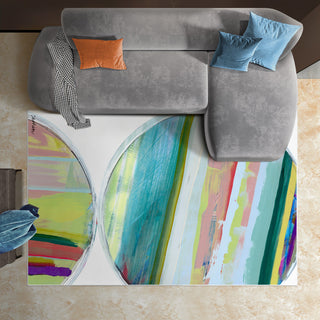 Rhythmic Circles III Geometric Art Area Rug, 5'x7.5'