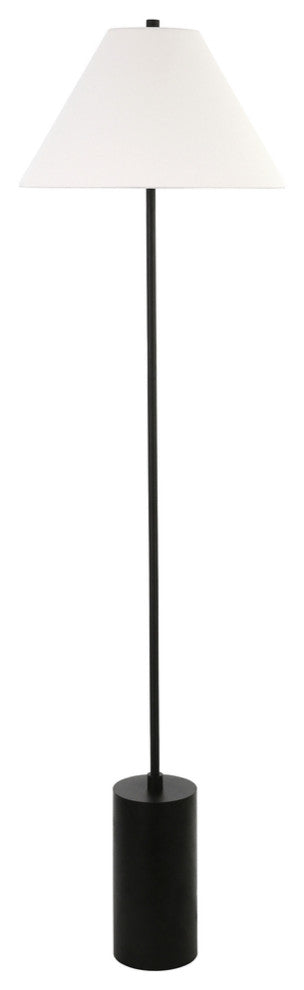 64" Black Traditional Shaped Floor Lamp With White Frosted Glass Empire Shade