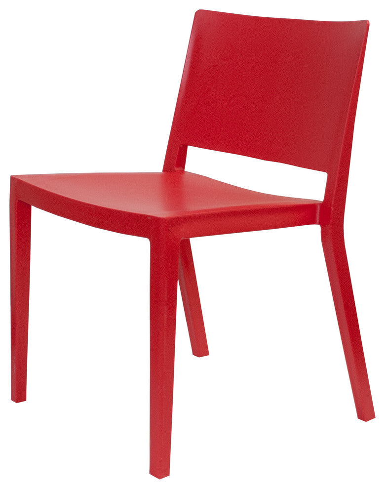 Mod Made Elio Modern Plastic Dining Side Chair, Set of 2, Red