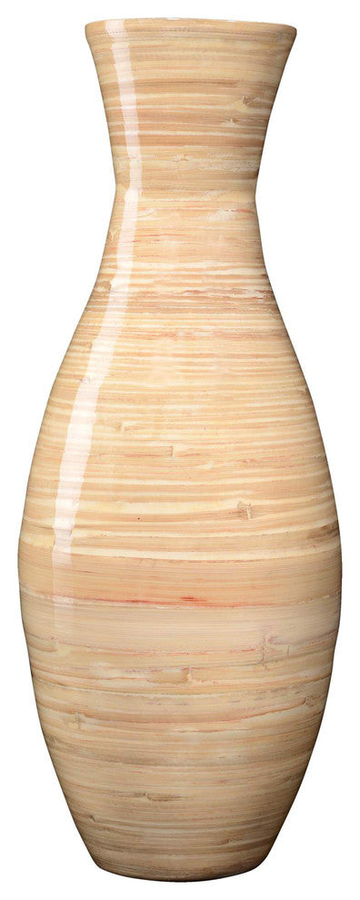 Villacera Handcrafted 20" Tall Natural Bamboo Vase Sustainable Bamboo