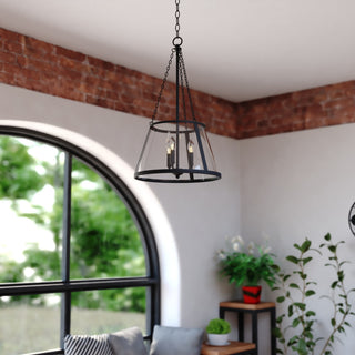 Rochester 3-Light Matte Black Industrial Cone Pendant with Clear Glass Shade