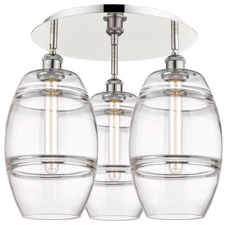 Ballston-Vaz 3-Light 20" Flush Mount, Polished Nickel, Clear