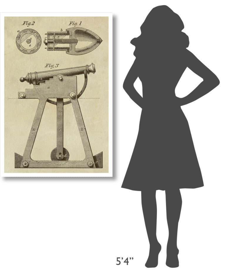 "Device for Adjusting Cannon Trajectory and Accuracy" Paper Art, 29"x42"