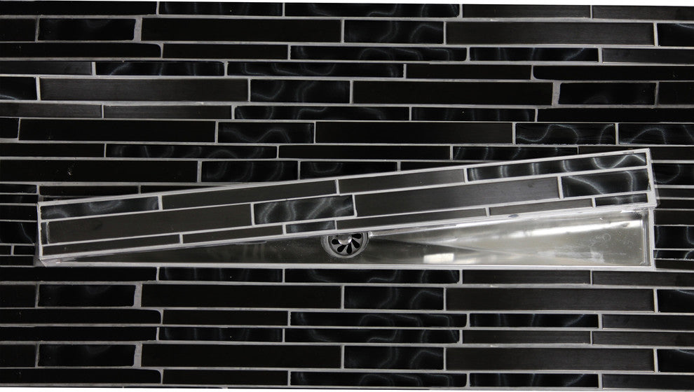 Contemporary 304 Stainless Steel 24" Linear Drain, Tile Insert Style