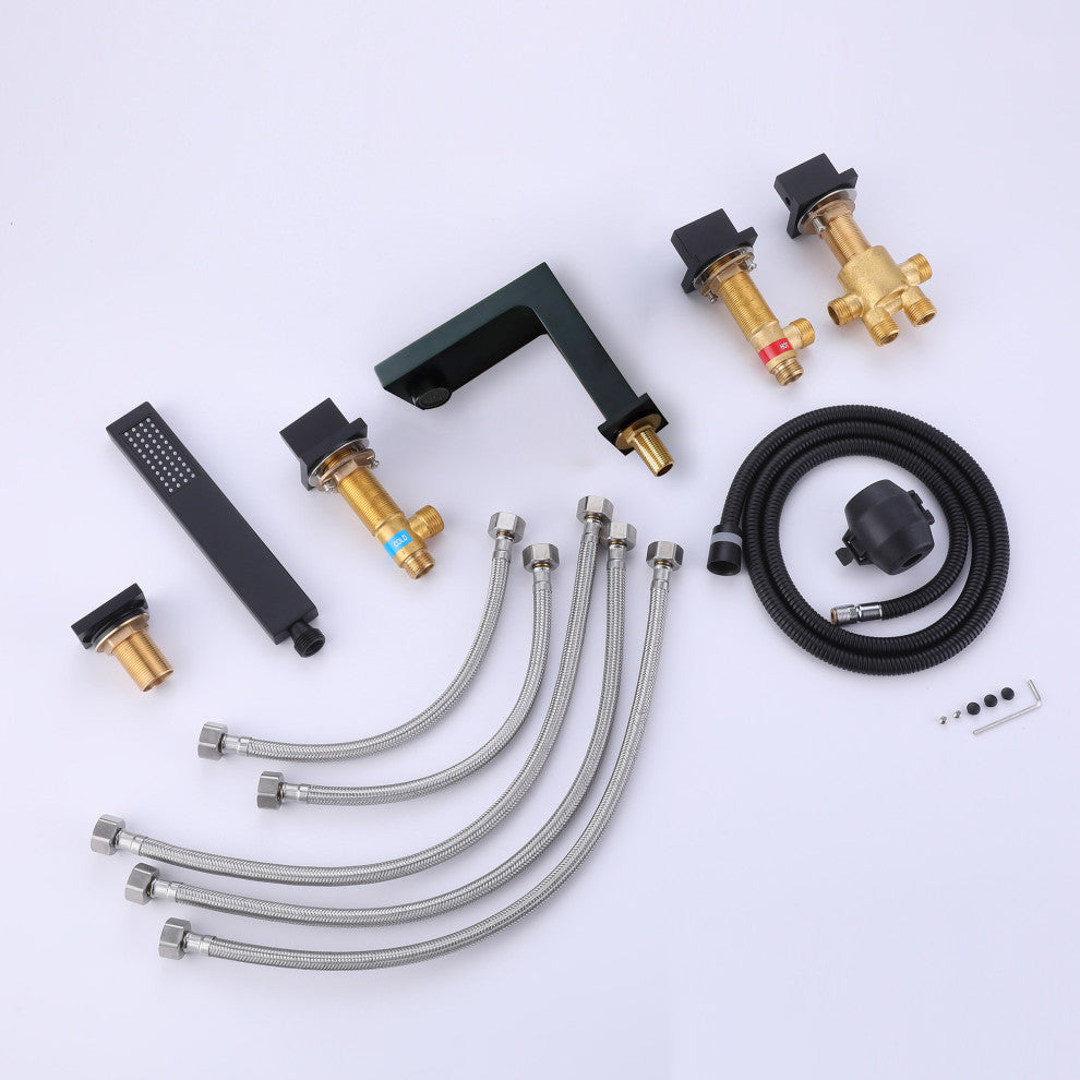 Triple Handle Deck Mounted Tub Faucet with Handshower