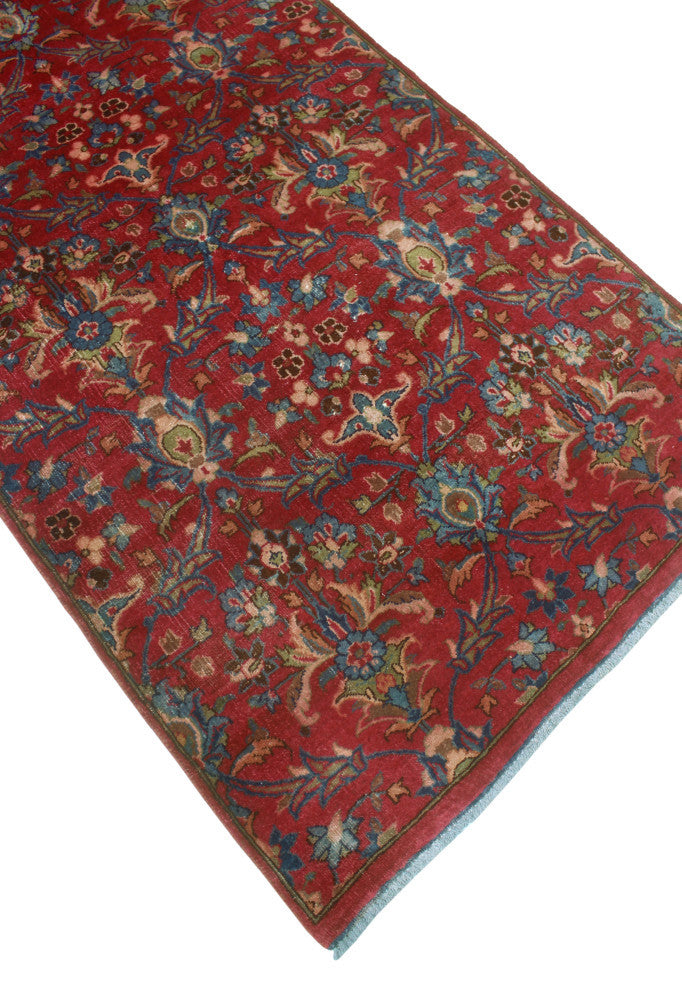Fine Vintage Distressed Quintin Red/Blue-Grey Runner, 3'3 x 12'10