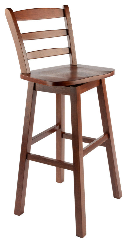 Scalera Ladder Back Swivel Seat Bar Stool, Walnut