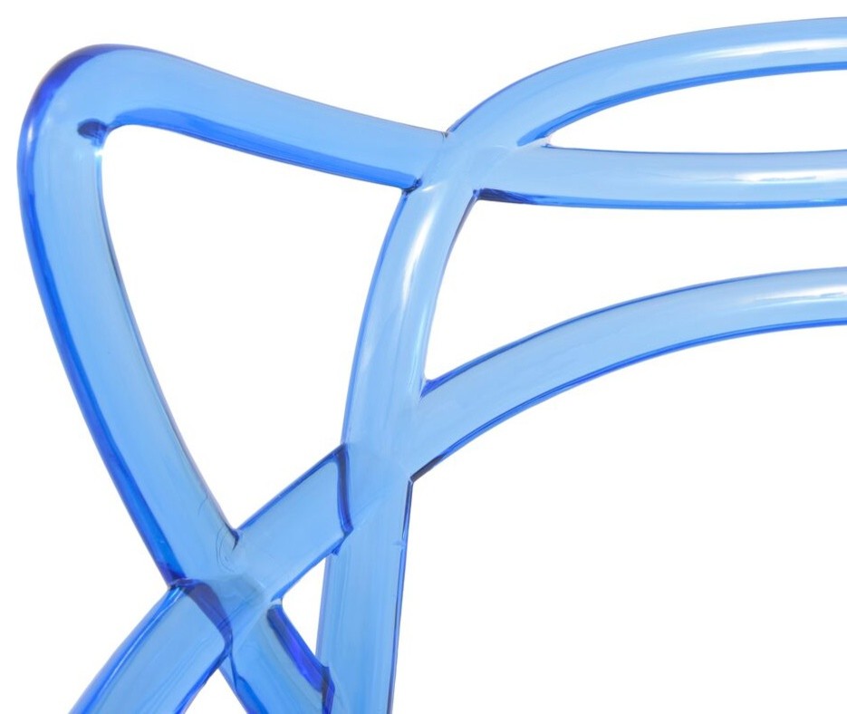 LeisureMod Milan Modern Wire Design Chair, Blue, Set of 2