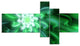 Large Green Exotic Flower Petals, Floral Canvas Art Print, 60"x32", 5 panels