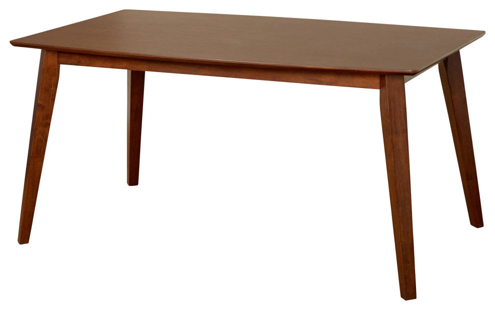 Mid Century Dining Table, Angled Tapered Legs With Rectangular Top, Dark Walnut