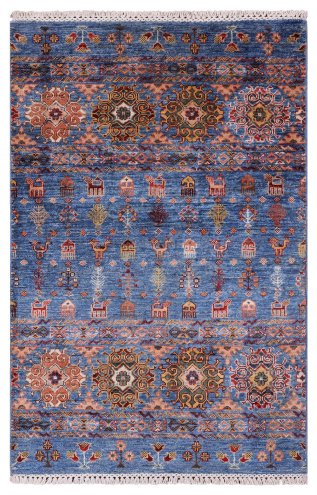 Hand Knotted Persian Gabbeh Tribal Wool Rug 2' 9" X 4' 4" Q10073
