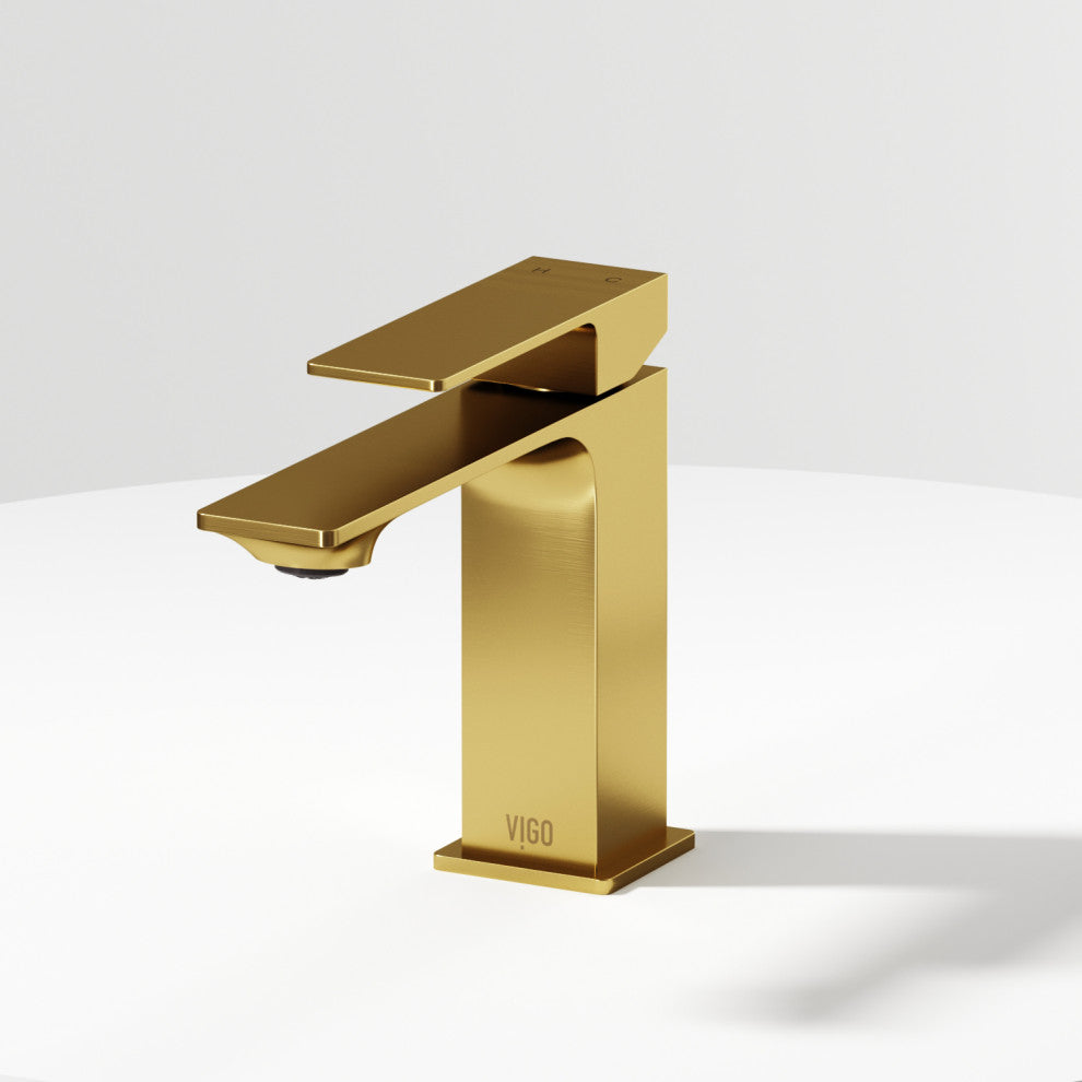VIGO Dunn 6" H Single Handle Single Hole Bathroom Faucet, Matte Brushed Gold, Without Extras