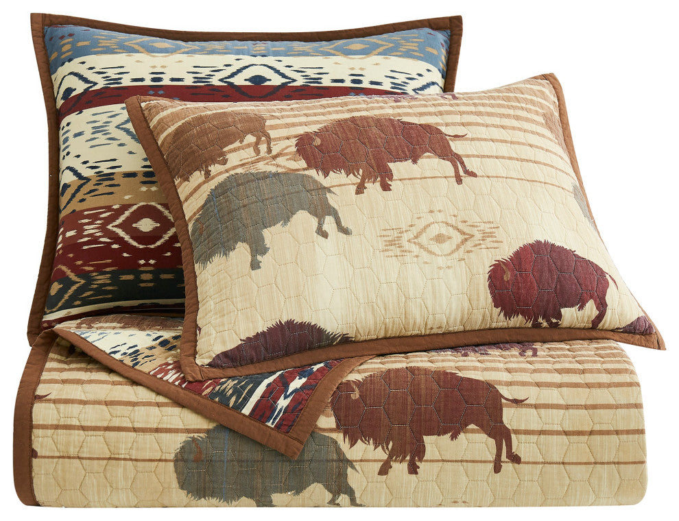 Home on the Range Reversible Quilt Set, Full/Queen, Tan, 3PC