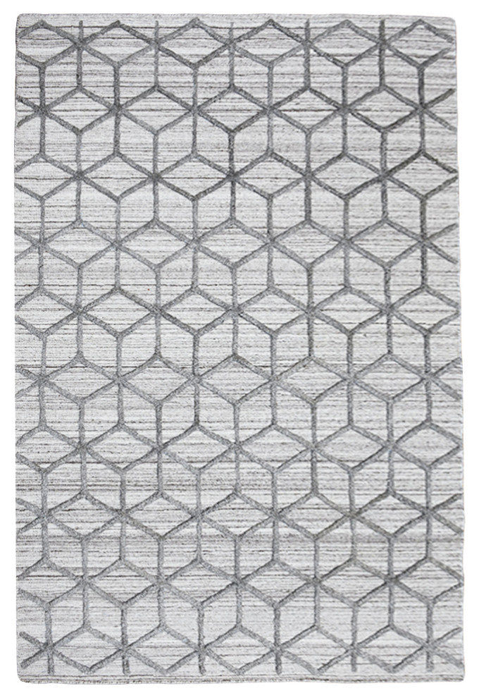 HAND WOVEN FLAT WEAVE KILIM POLYESTER AREA RUGS -Rectangle,Light Gray,Geometric, [Rectangle] 3'x5'