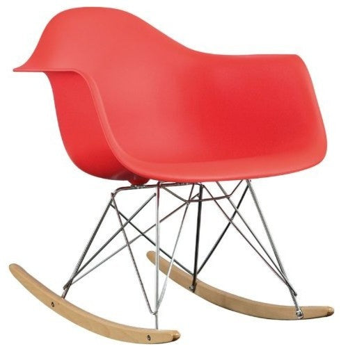 Modern Style Molded Plastic Armchair, Rocking Mid Century Ash-Wood