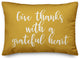 Give Thanks With a Grateful Heart Lumbar Pillow, Mustard, 14"x20"