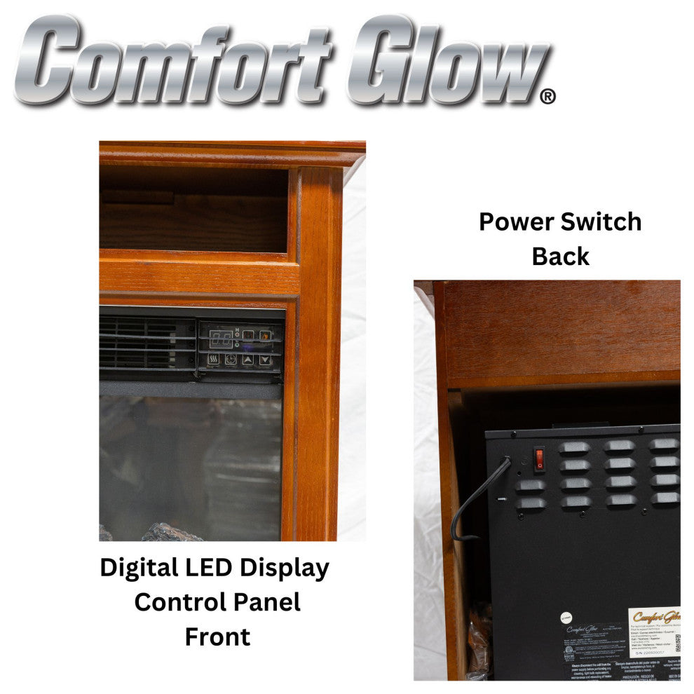 Comfort Glow Mobile Electric Fireplace, 5,120 BTUs, Heats Up To 1,000 Sq Ft