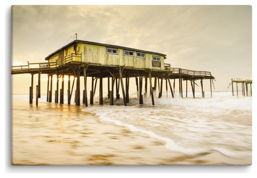 Vintage Abandoned Frisco Fishing Pier Canvas Wall Art Prints, 24" X 36"