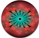 Fractal Blooming Blue Red Flower, Floral Art Round Metal Wall Art, 11"