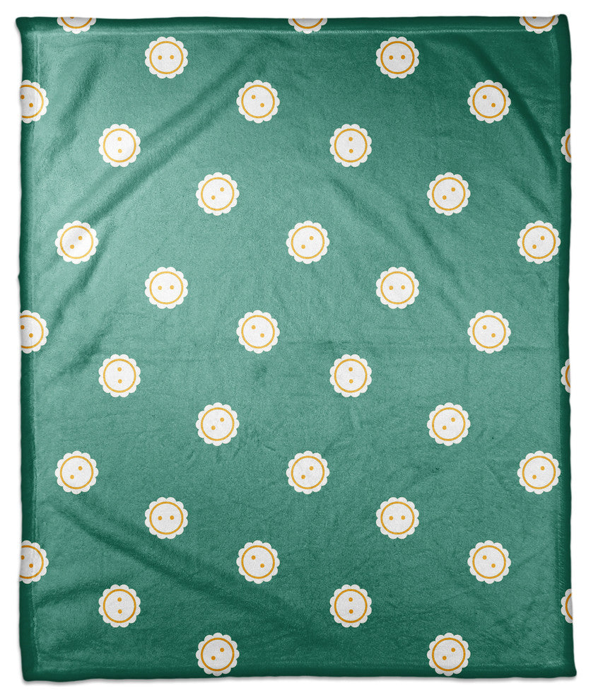 Blue Button Pattern Fleece Blanket
